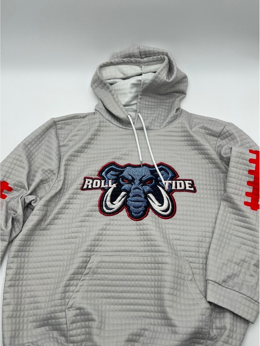 Alabama Crimson Tide Roll Tide Elephant Quilted Hoodie 3XL Gray Red - Picture 2 of 7